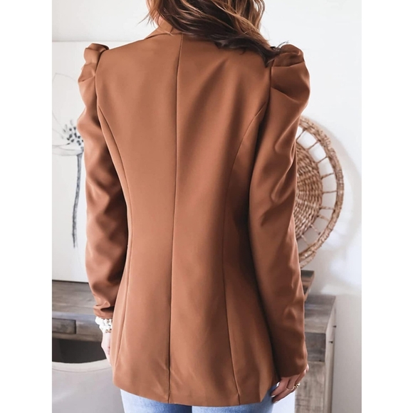 (Out of Stock) Brown Puff Sleeve Blazer - Picture 6 of 9
